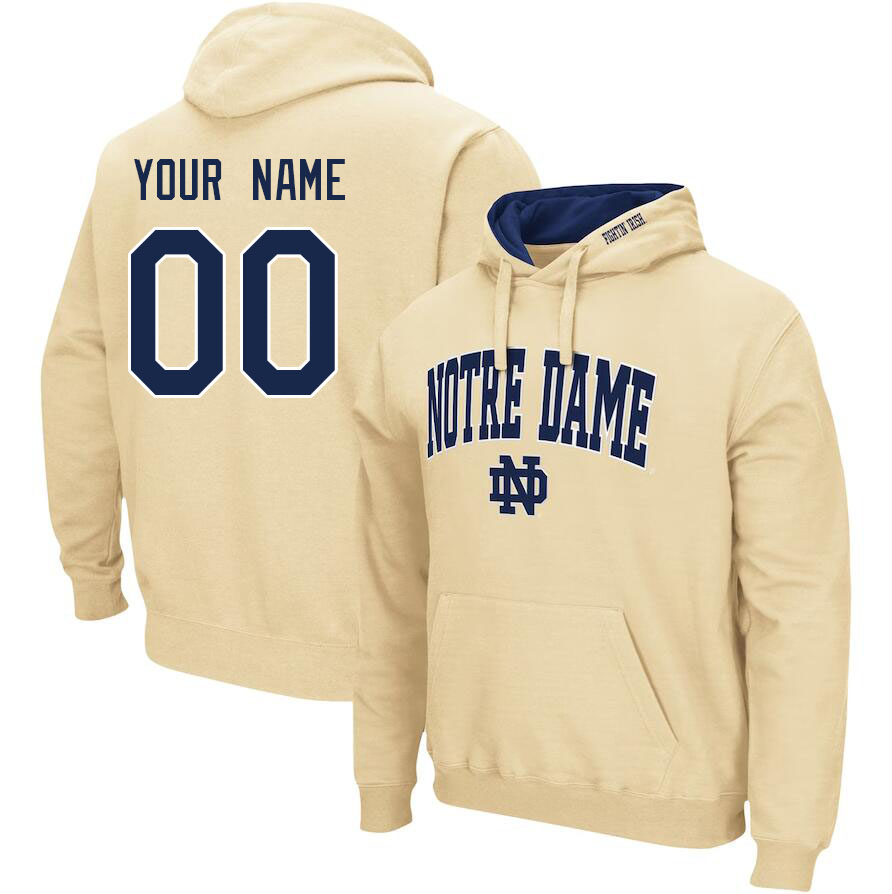 Custom Notre Dame Fighting Irish Name And Number College Hoodie-Gold